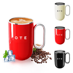 OTE Coffee Mug with Handle, 12oz/8oz(350/220ml) Insulated Stainless Steel Coffee Travel Mug, Double Wall Vacuum Reusable Coffee Cup