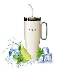 OTE 1.2 L (42 oz) Travel Mug with Handle, Double-Walled Steel Vacuum Insulated Mug and Straw, BPA Free,Portable Car Mug Tumbler, Thermal Mug, Coffee Cup for Hot and Cold Drinks