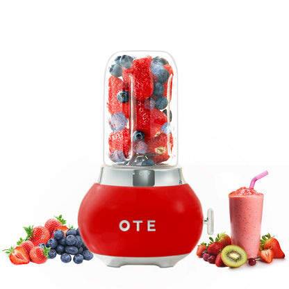 OTE Smoothie maker blender, Retro Kitchen Small glass blender for shakes and smoothies, with 400ml glass