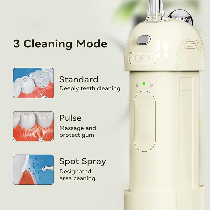 Water flossers Cordless for Teeth - OTE Portable Water Flosser - Mini Power Dental Flossers Rechargeable for Travel and Home, 3 Modes & IPX7 Waterproof, Oral Irrigator for Teeth, Gums, Braces Care